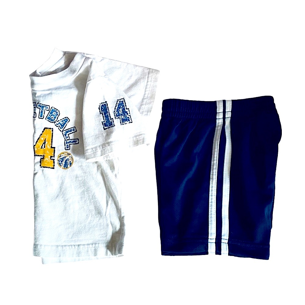 Athletic Works Basketball Outfit Set Matching Shorts and Graphic Tee Bundle 18M
